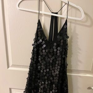 black sequin mini dress